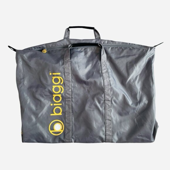 Grey Biaggi Leggero Logo Foldable Spinner Nylon Carry-On Bag Weekender Shopper - Picture 3 of 4